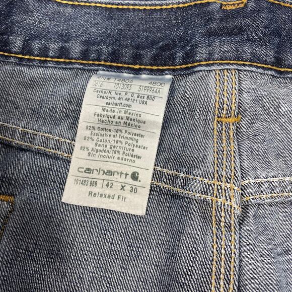 Carhartt Men's 42x30 Blue Medium Wash Relaxed Fit Jeans - Picture 3 of 6